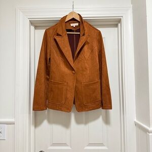 Solitaire Brown Suede Blazer Jacket. Size Large. New never worn